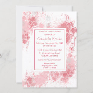 Invitación Moda Floral Rubor Paint Splatter Bridal Shower