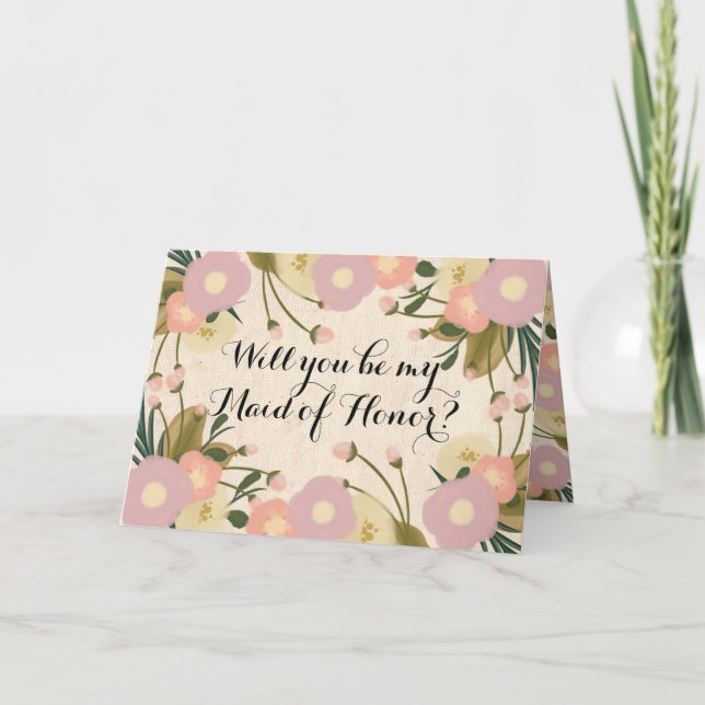 Invitación Moda Floral Rústica será mi empleada de honor (Anverso)