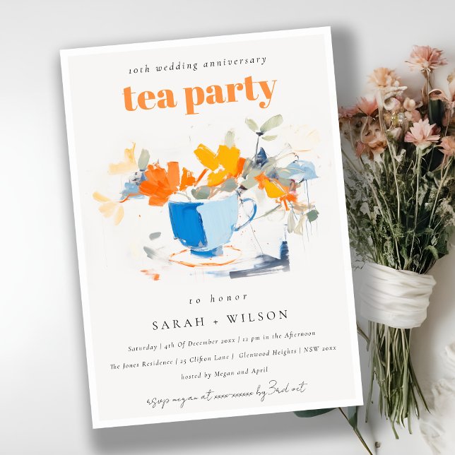 Invitación Moda Floral Tea Cup Boda Aniversario Fiesta de Tea (Subido por el creador)