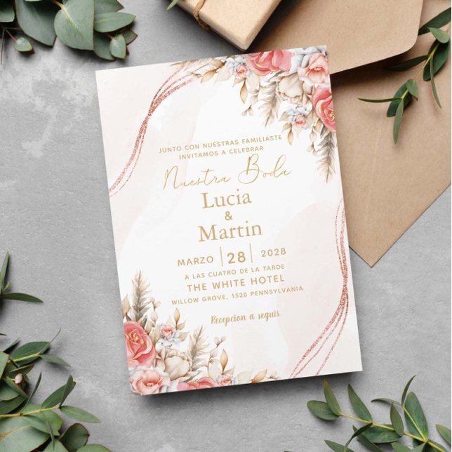 Invitación Moda Floral y hoja Española Nuestra Boda (Subido por el creador)