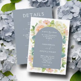 Invitación Moda Florals Boda todo en un azul turbio