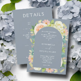 Invitación Moda Florals Boda todo en un azul turbio