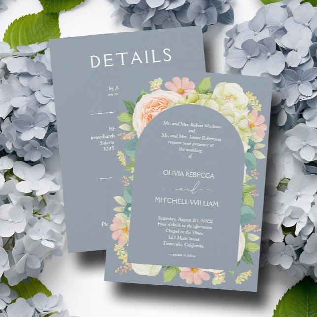 Invitación Moda Florals Boda todo en un azul turbio (Subido por el creador)