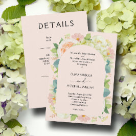 Invitación Moda Florals Rubor Boda rosa todo en uno