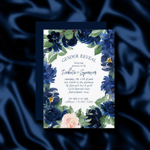 Invitación Moda florece   Ducha nupcial floral de Rubor azul 