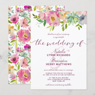 Invitación Moda floreciente Mint y Boda Floral Rosa Rubor