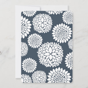 Invitación Moda Flores blancas azules Baby Shower