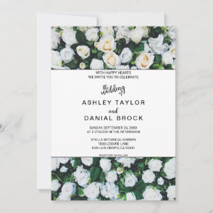 Invitación Moda flores botánicas rosas blancas Boda floral