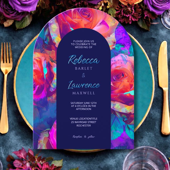 Invitación Moda flores brillantes boda arco (Subido por el creador)
