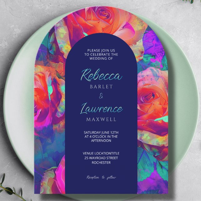 Invitación Moda flores brillantes boda arco (Subido por el creador)