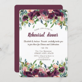 Invitación Moda Flores de Borgoña Ensayo Cena