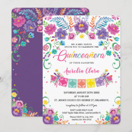 Invitación Moda Flores florales mexicanas Quinceañera 15 Anos