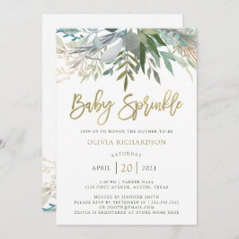 Invitación Moda Foliage| Baby Sprinkle con código de oro fals