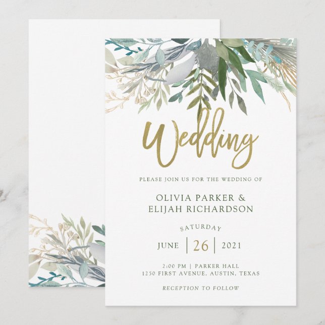 Invitación Moda Foliage | BODA (Anverso / Reverso)
