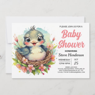 Invitación Moda Forest Girly Bird Baby Shower