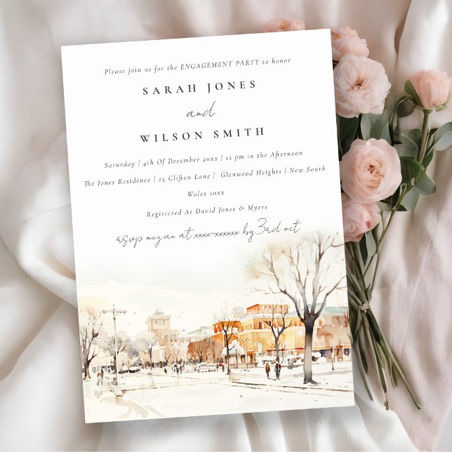 Invitación Moda Forgo North Dakota City Scape Engagement (Subido por el creador)