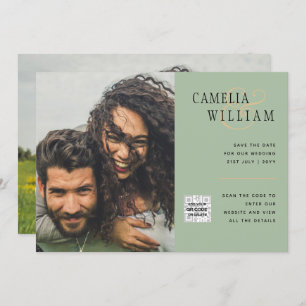 Invitación Moda Foto Boda Invitar Código QR Guardar Fecha Ver