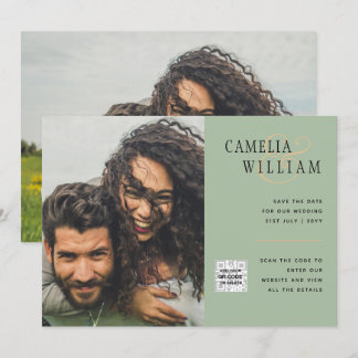 Invitación Moda Foto Boda Invitar Código QR Guardar Fecha Ver