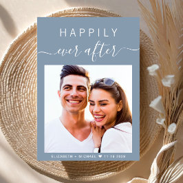 Invitación Moda Foto Código QR Todo En Un Boda Azul Polvorien