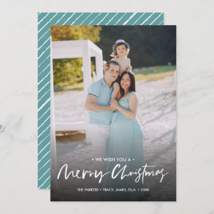 Invitación Moda foto de navidad escrita a mano   AQUA