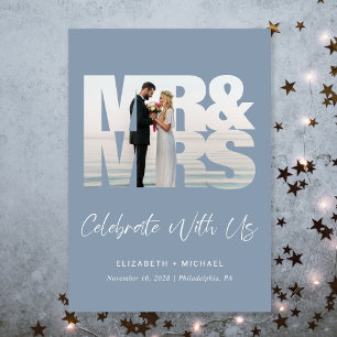 Invitación Moda Foto Dusty Blue Wedding Recepcion