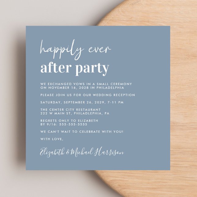 Invitación Moda Foto Dusty Blue Wedding Recepcion (From private vows to a grand party - invite family and friends to celebrate your marriage!)