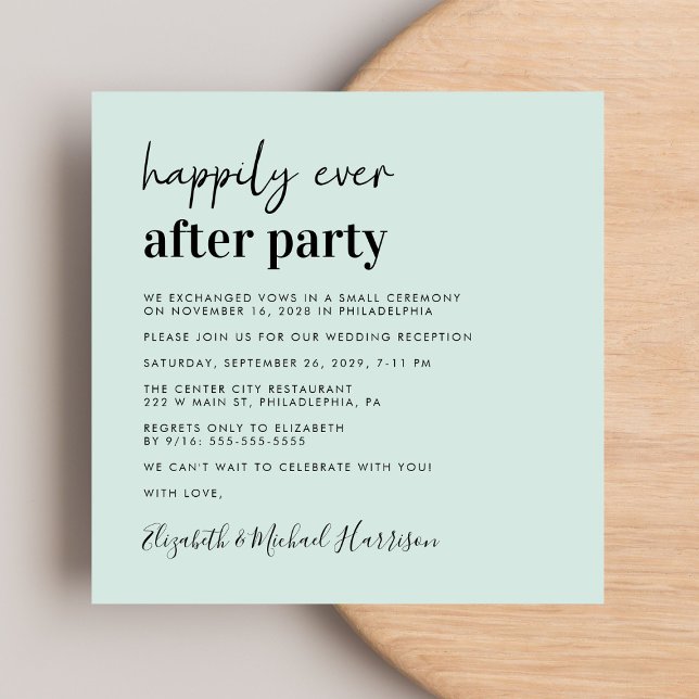 Invitación Moda Foto Mint Wedding Recepción (From private vows to a grand party - invite family and friends to celebrate your marriage!)