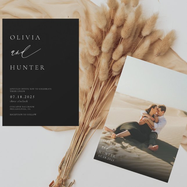 Invitación Moda Foto moderna Boda blanco y negro (Subido por el creador)