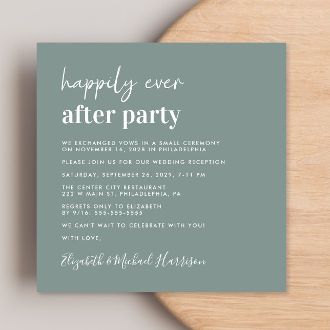 Invitación Moda Foto Sage Green Wedding Recepcion (Subido por el creador)