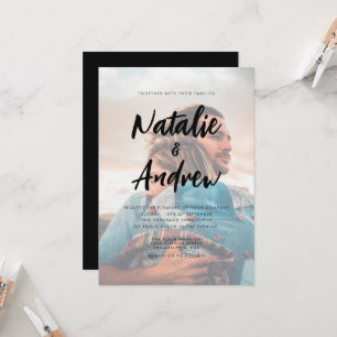 Invitación Moda Foto superposición Minimalista guión Boda neg