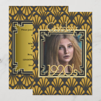 Invitación moda fotográfica Gatsby de estilo Art Deco de los