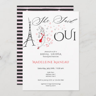 Invitación Moda Francés Parisiense Dijo Ducha Novial Oui