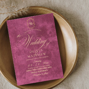 Invitación Moda Fuchsia / Boda de guiones de escritura a mano