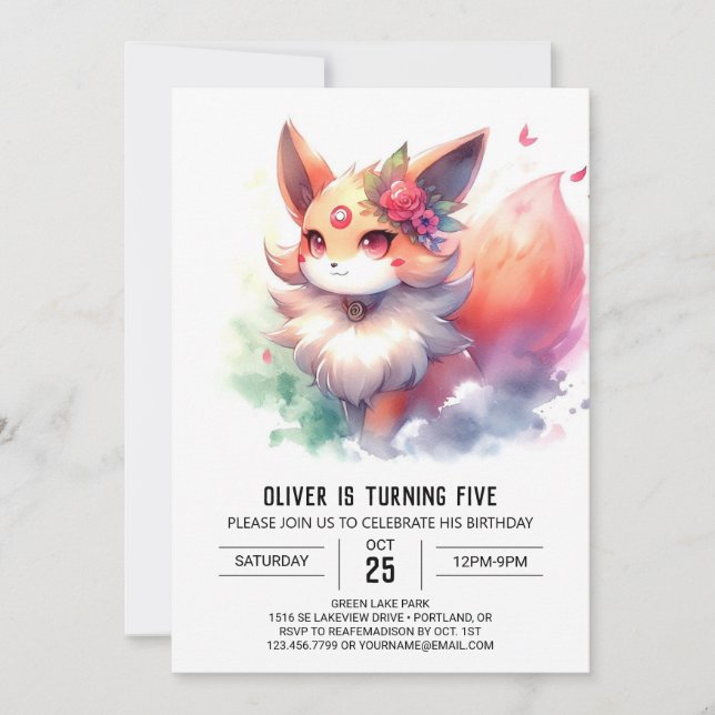 Invitación Moda Fun Fox Birthday (Anverso)