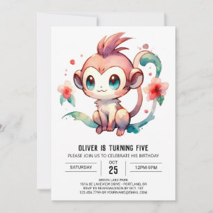 Invitación Moda Fun Monkey Cumpleaños