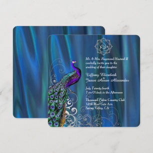 Invitación Moda Ganesha 2 Boda de satén azul y pavo real