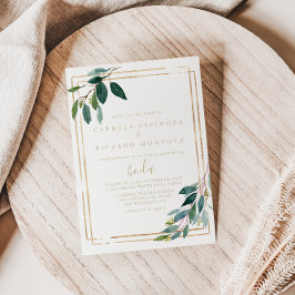 Invitación Moda geométrica de oro Eucalyptus Boda español