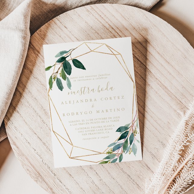 Invitación Moda geométrica de oro Eucalyptus Nuestra Boda (Subido por el creador)