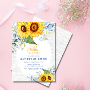 Invitación Moda Girasol Pared Brick Floral Sorpresa Cumpleaño