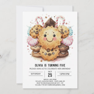 Invitación Moda Girly Candyland Cookies Cumpleaños