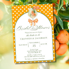 Invitación Moda Girly Polka Dots Naranja Bubbly Bridal Shower