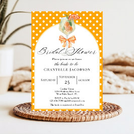 Invitación Moda Girly Polka Dots Naranja Bubbly Bridal Shower