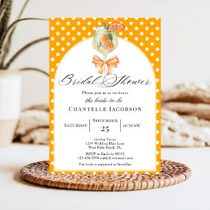 Invitación Moda Girly Polka Dots Naranja Bubbly Bridal Shower