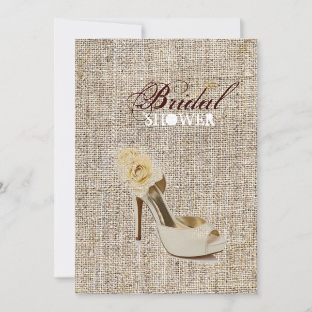 Invitación Moda Girona Rústica País burlap ducha de novia (Anverso)
