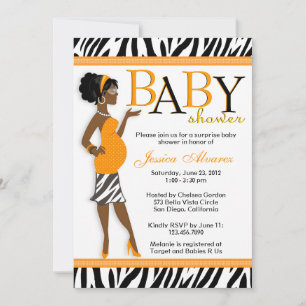 Invitación Moda Glam mamá moderna Zebra azul Baby Shower