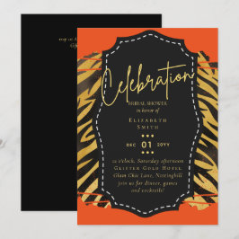Invitación Moda Glam Presupuesto LeahG Bridal Shower Naranja