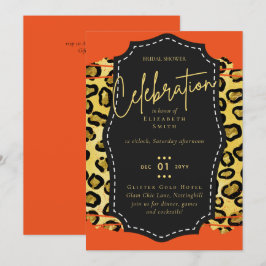 Invitación Moda Glam Presupuesto LeahG Bridal Shower Naranja