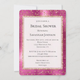 Invitación Moda Glam Rosa Dorado Sparkle Confetti Bridal Show