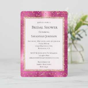Invitación Moda Glam Rosa Dorado Sparkle Confetti Bridal Show