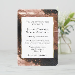 Invitación Moda Glam Rosa Gold Black Abstract Boda